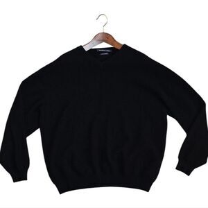 Northern Isles 2-ply Cashmere Classic Black V-Neck Sweater for Men XXL